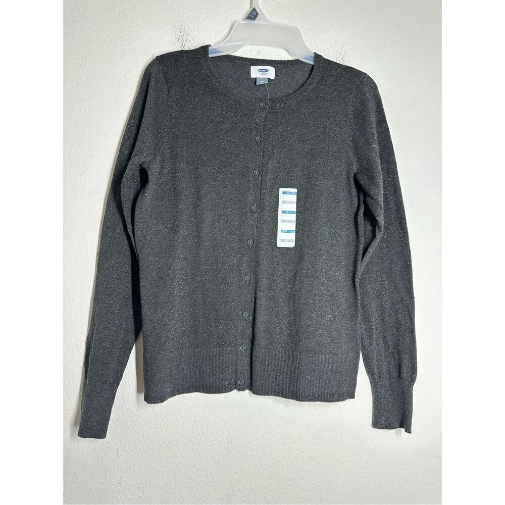 NWT Old Navy Classic Grey Silver Crew Neck Basic Cardigan Sweater Size SP